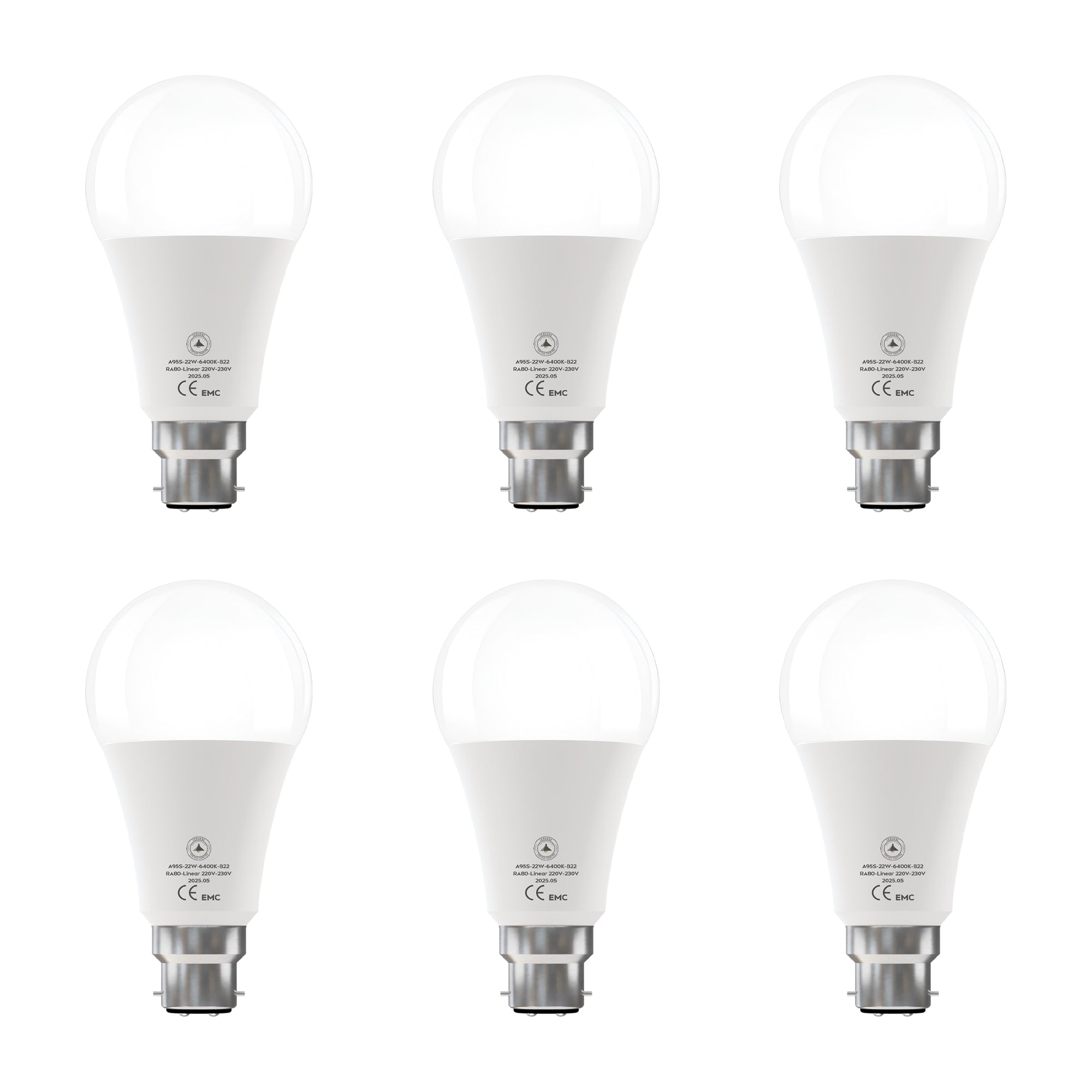 6 Pack LED E27/B22 Non Dimmable 5W-22W Cool White 6400K Energy Saving Bulb~6294