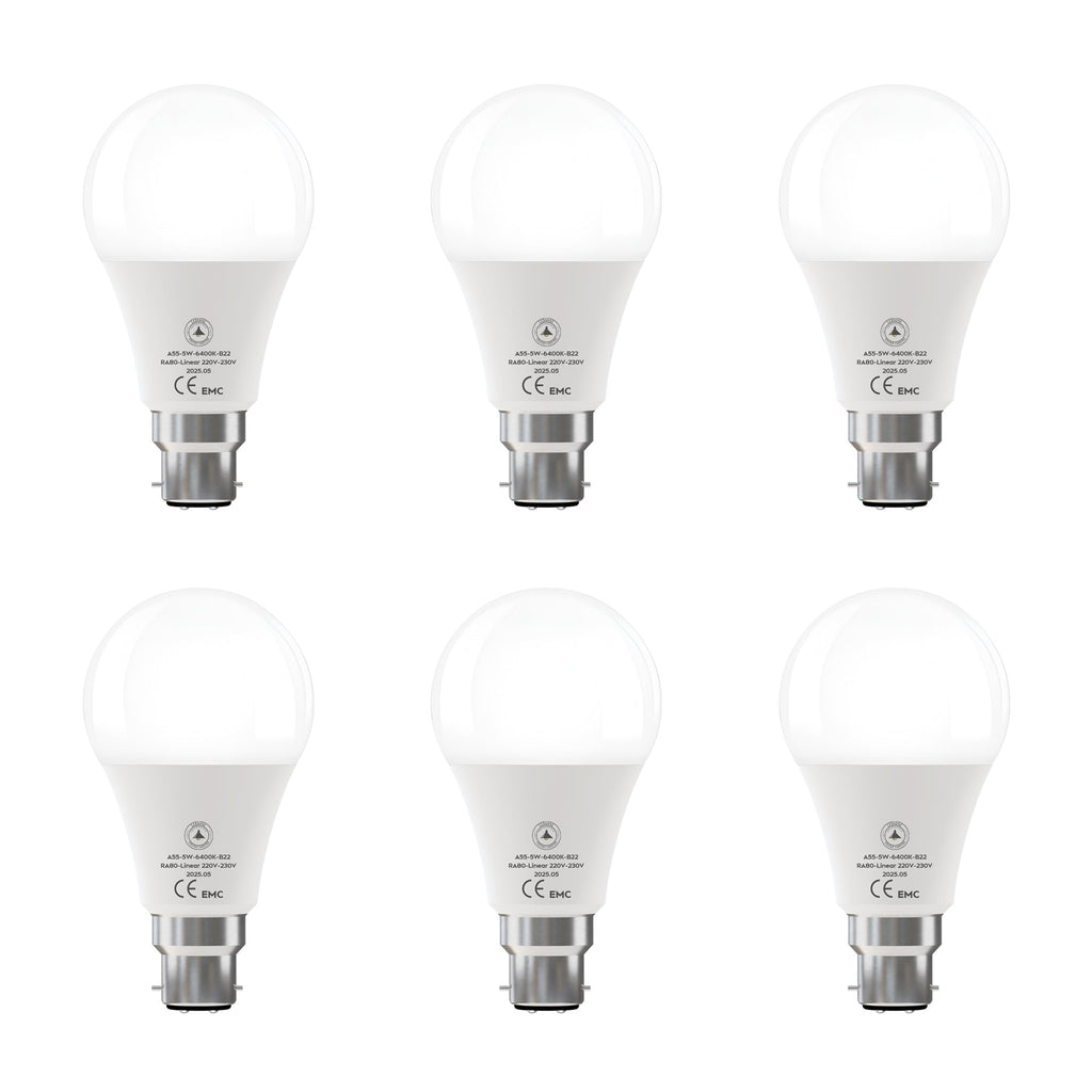 6 Pack LED E27/B22 Non Dimmable 5W-22W Cool White 6400K Energy Saving Bulb~6294