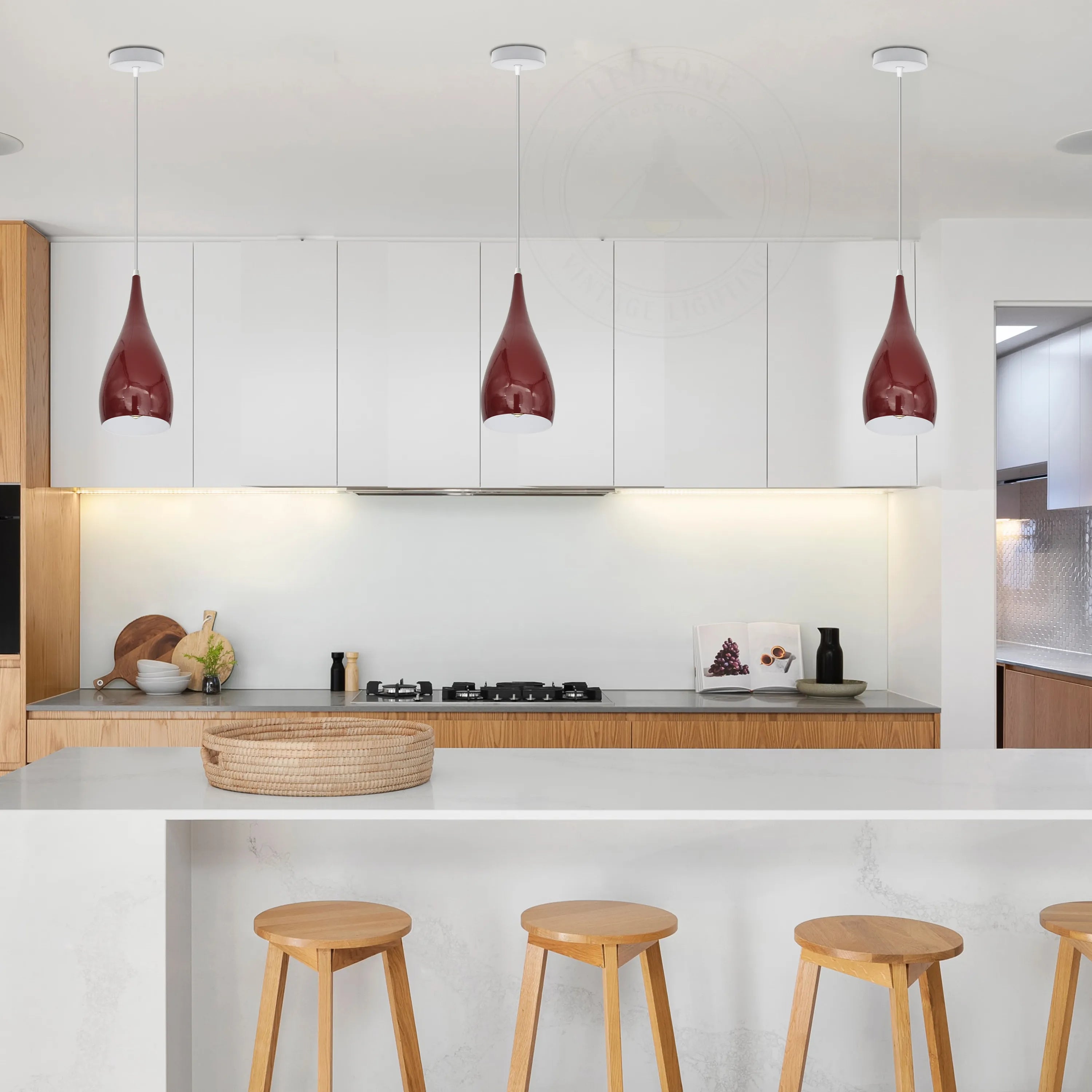 Modern Metal E27 Bugundy Teardrop Pendant Light Hanging Light Fixture ~4402