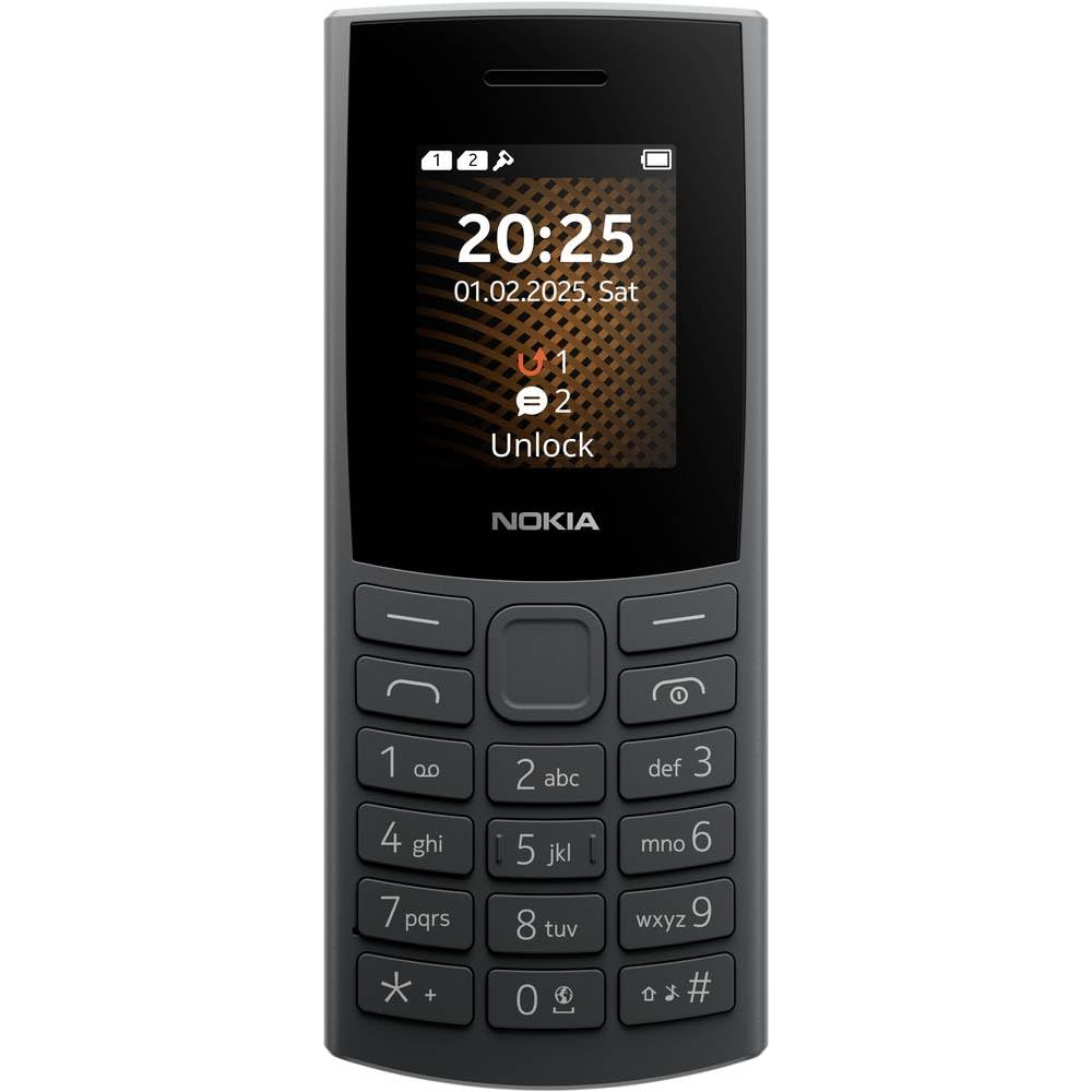 Nokia 105 4G 2nd Edition (2024) (1.8 inch display, removable 1450mAh battery, 48MB RAM / 128MB ROM, Expandable Memory, Bluetooth 5.0, USB Type-C, 3.5mm jack socket, Dual SIM, IP54, FM radio) Charcoal