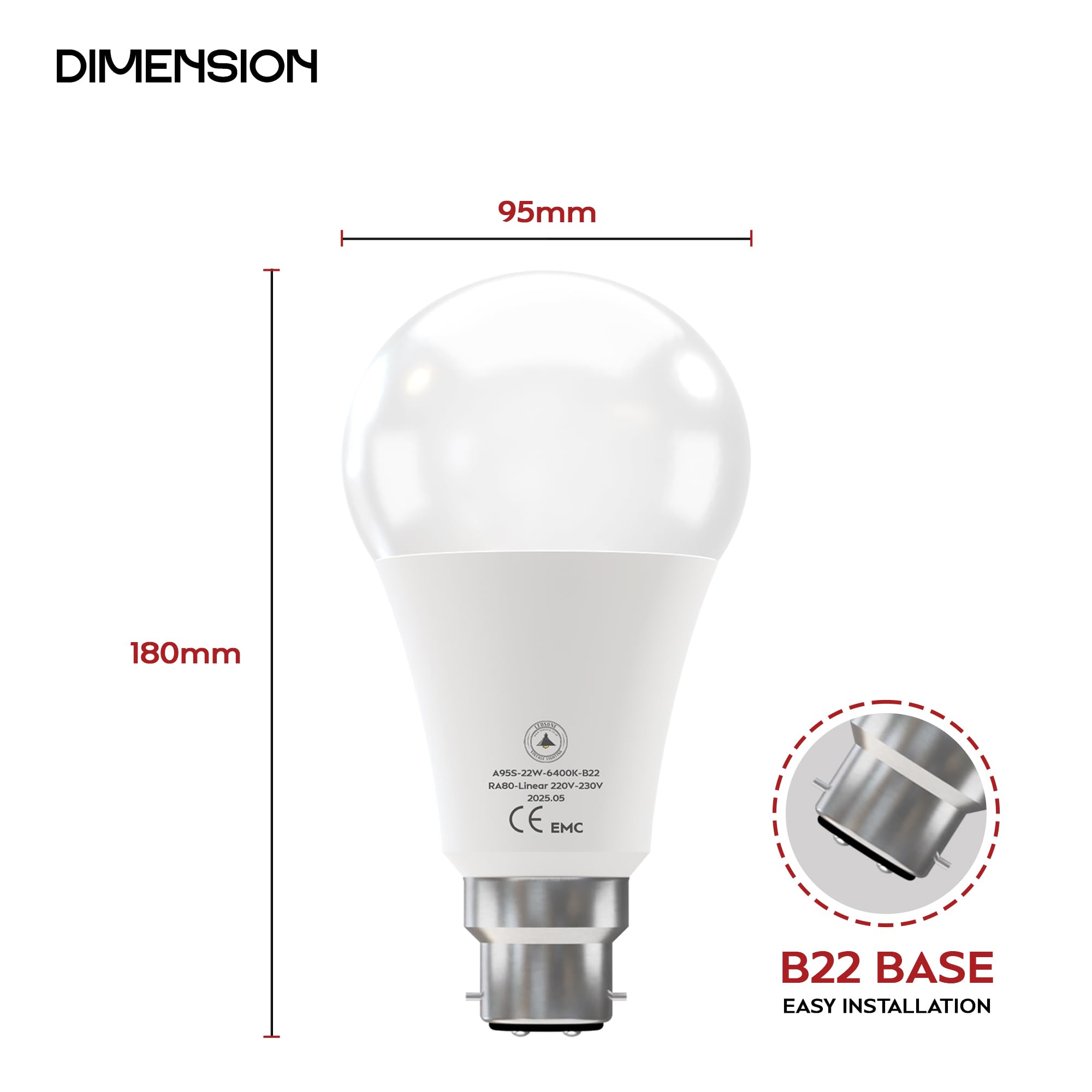 6 Pack LED E27/B22 Non Dimmable 5W-22W Cool White 6400K Energy Saving Bulb~6294