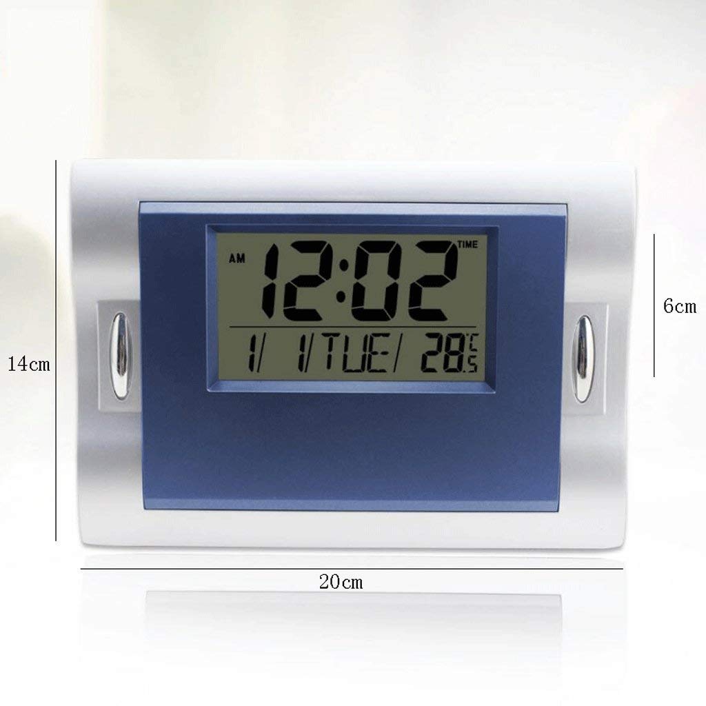 KAFS LMS LONG Wall clock wonderful Mute LED LCD display electronic clock calendar temperature alarm clocks lounge (color: black)