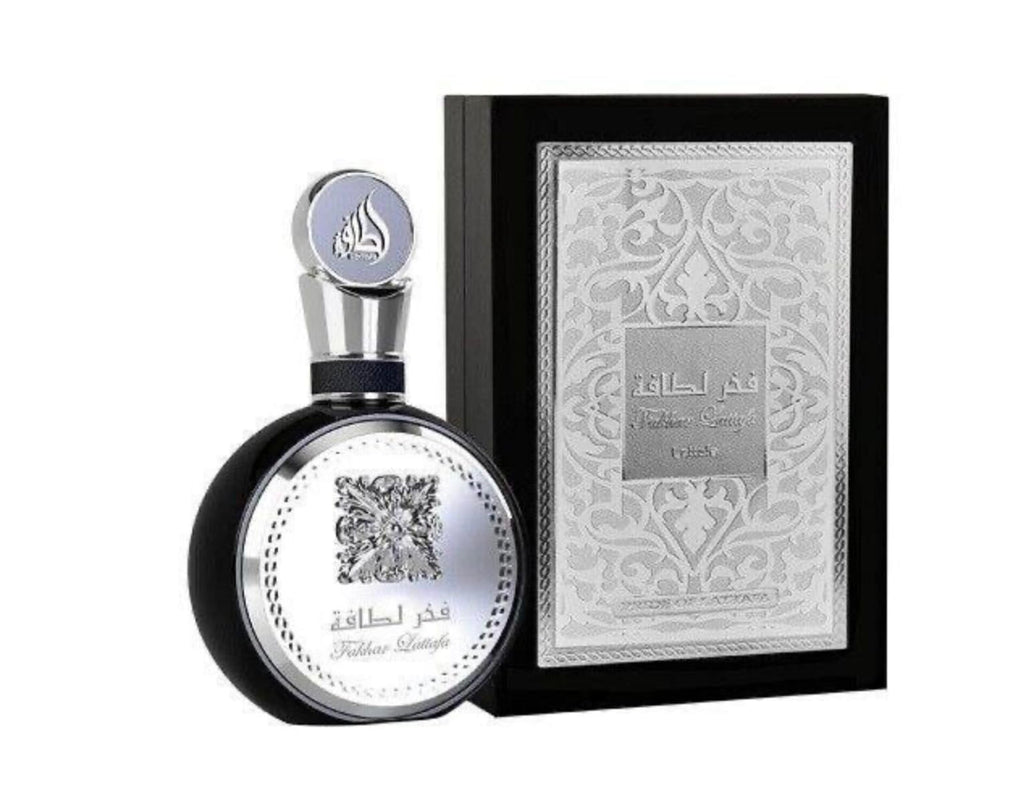 Fakhar for Men Black Eau de Parfum, 100 ml, arabisches Parfüm für Herren, lange Haltbarkeit, Import aus Dubai, inklusive nachfüllbarem Zerstäuber, 5 ml