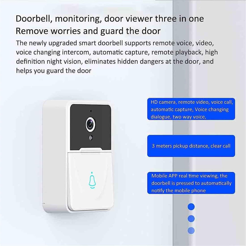 Video Doorbell, Wireless Doorbell WiFi Outdoor HD Camera Intercom, Wireless Video Doorbell with Camera, WiFi Smart Wireless Security Doorbell