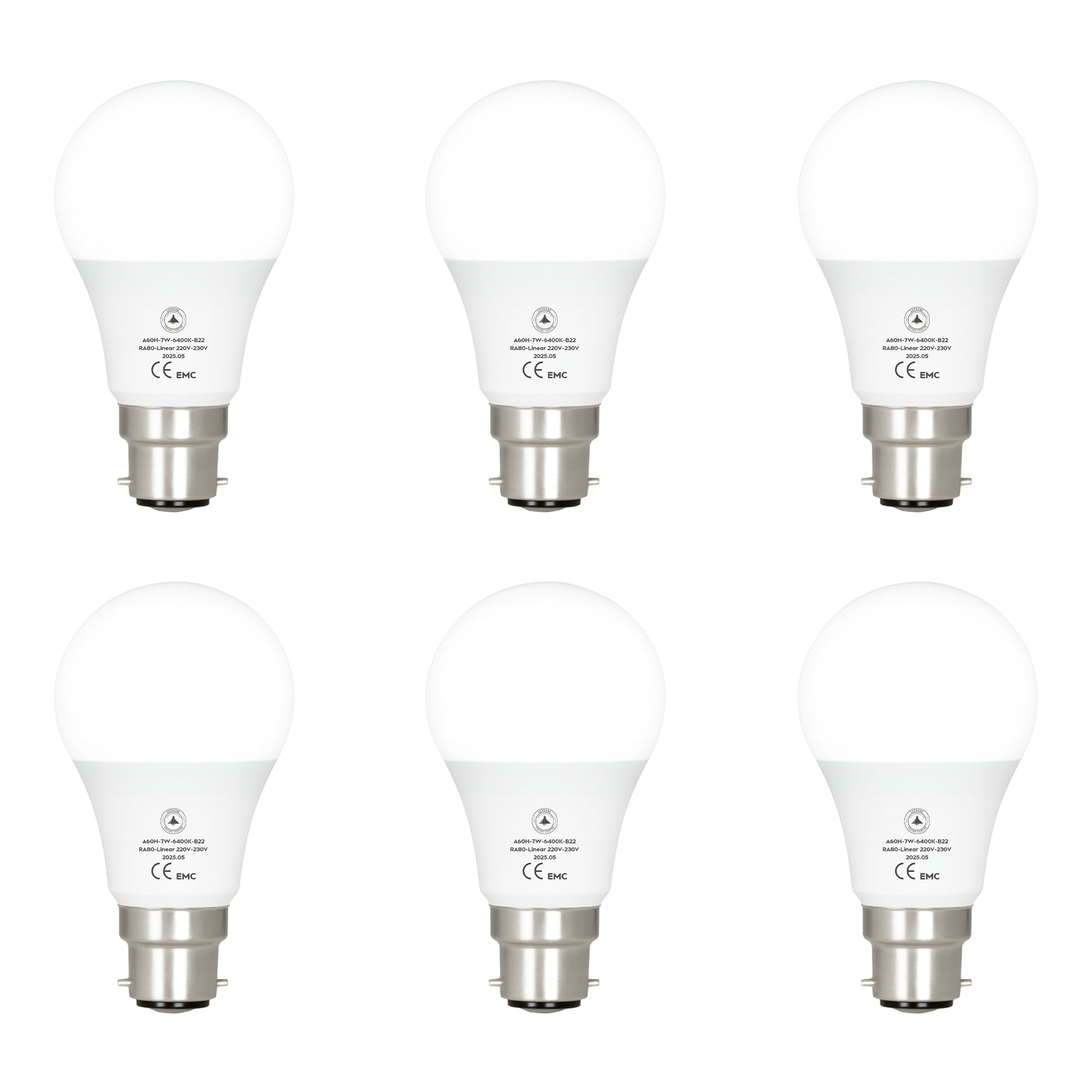 6 Pack LED E27/B22 Non Dimmable 5W-22W Cool White 6400K Energy Saving Bulb~6294