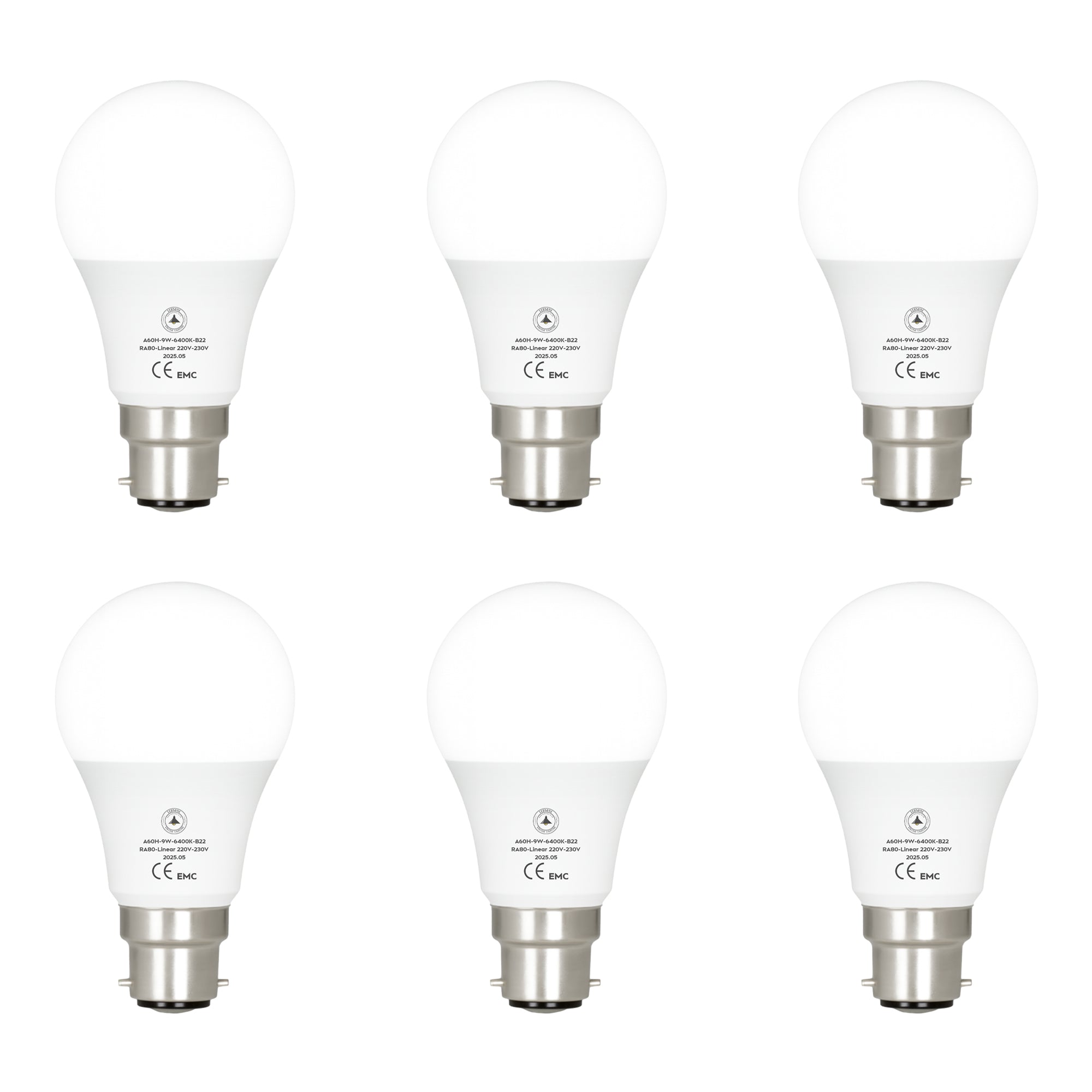6 Pack LED E27/B22 Non Dimmable 5W-22W Cool White 6400K Energy Saving Bulb~6294