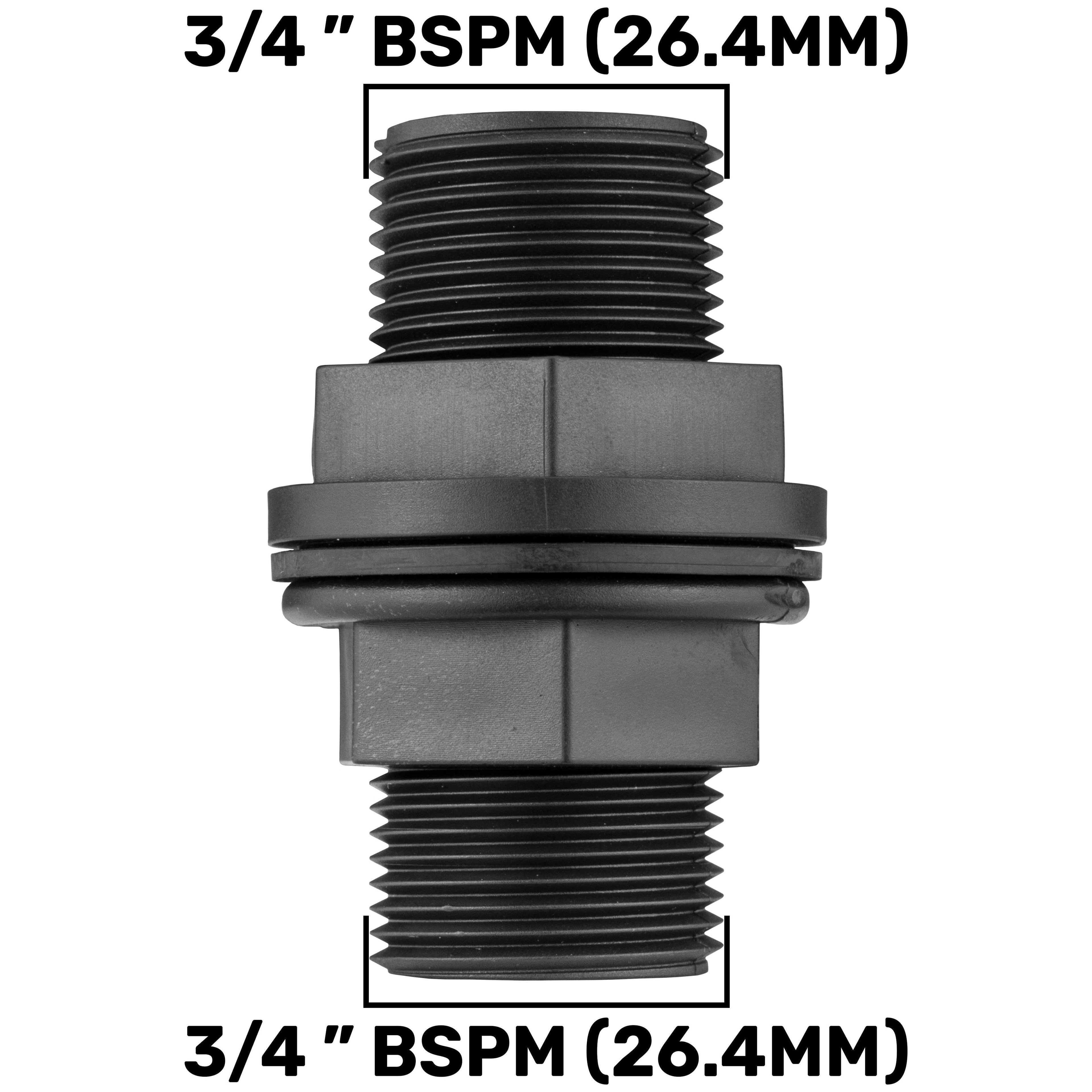 Water Butt Connector 3/4" BSP with BSPF-Quick Connect Valve & Hose Connector 16mm Barb