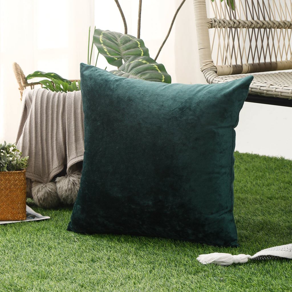 Crushed Ice Velvet Square Cushion Cover - ( Dark Green - 45X45CM )