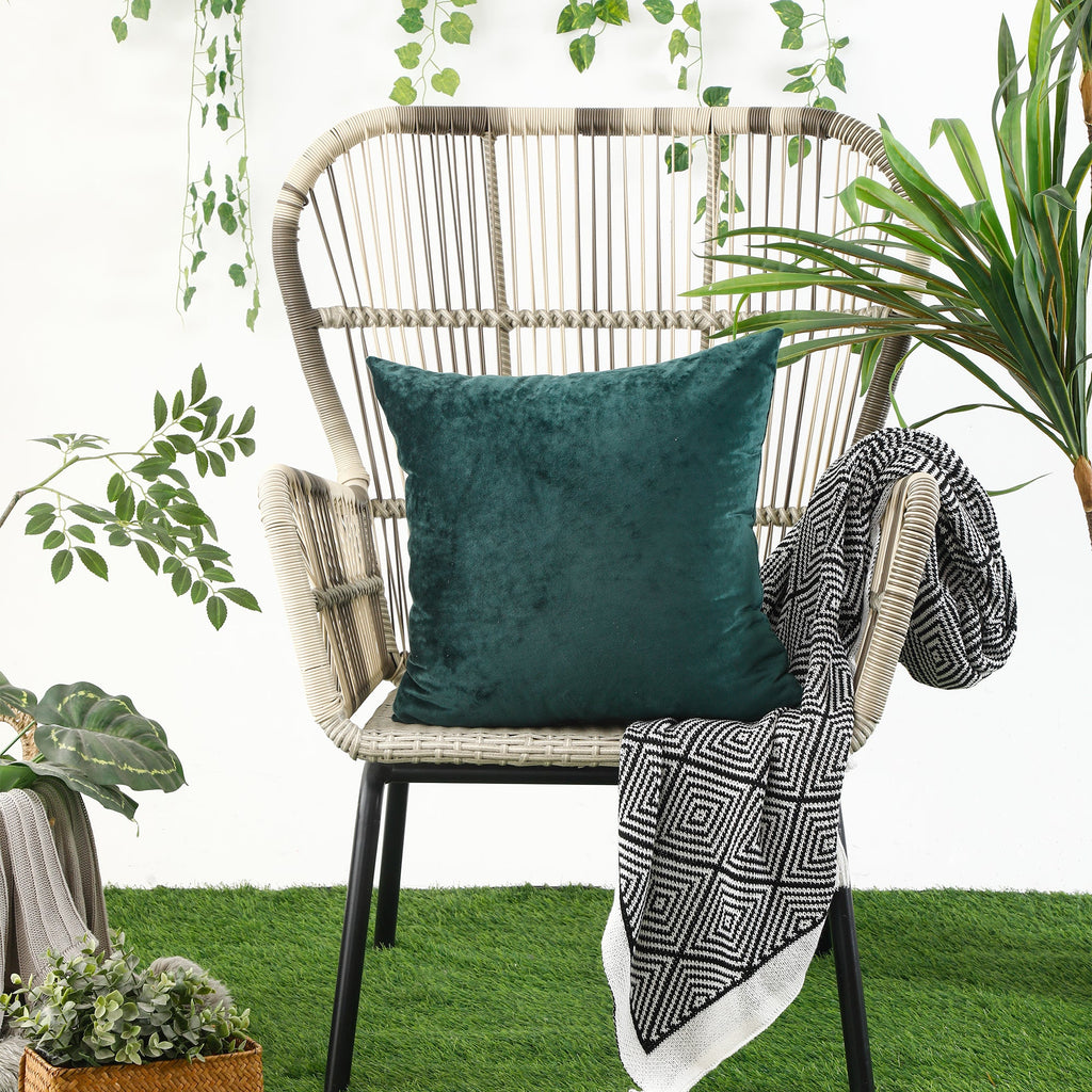 Crushed Ice Velvet Square Cushion Cover - ( Dark Green - 45X45CM )