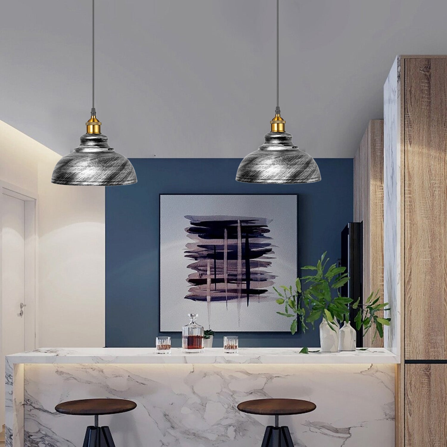 2 Pack Vintage Industrial Pendant Lights - Retro Loft Style~3569