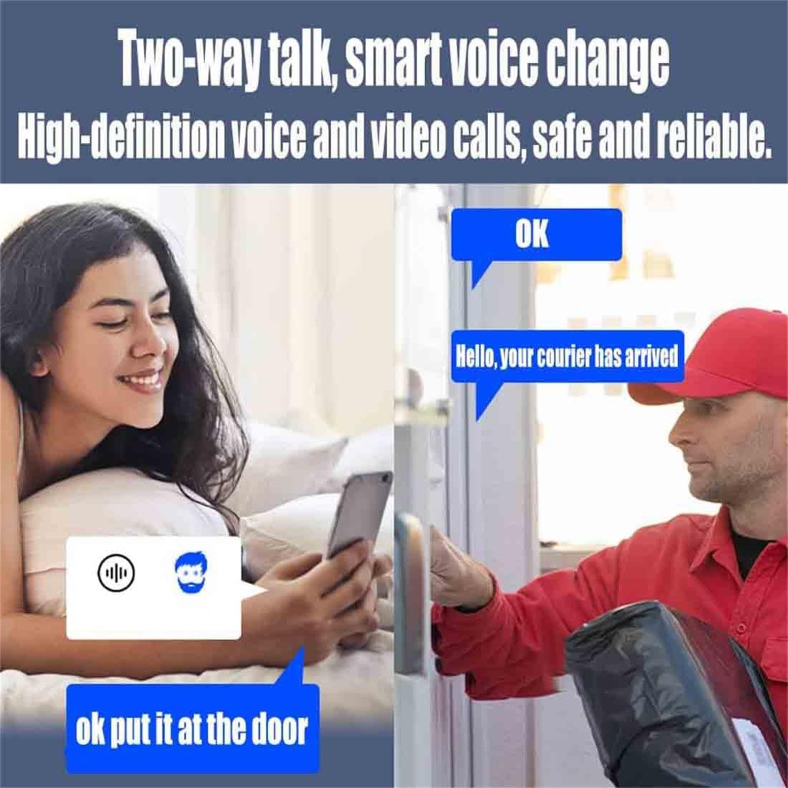 Video Doorbell, Wireless Doorbell WiFi Outdoor HD Camera Intercom, Wireless Video Doorbell with Camera, WiFi Smart Wireless Security Doorbell