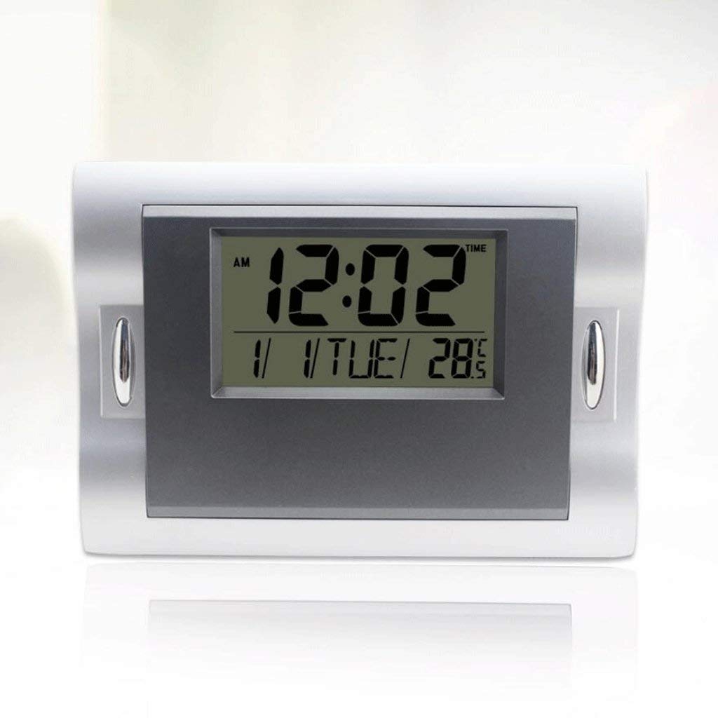 KAFS LMS LONG Wall clock wonderful Mute LED LCD display electronic clock calendar temperature alarm clocks lounge (color: black)
